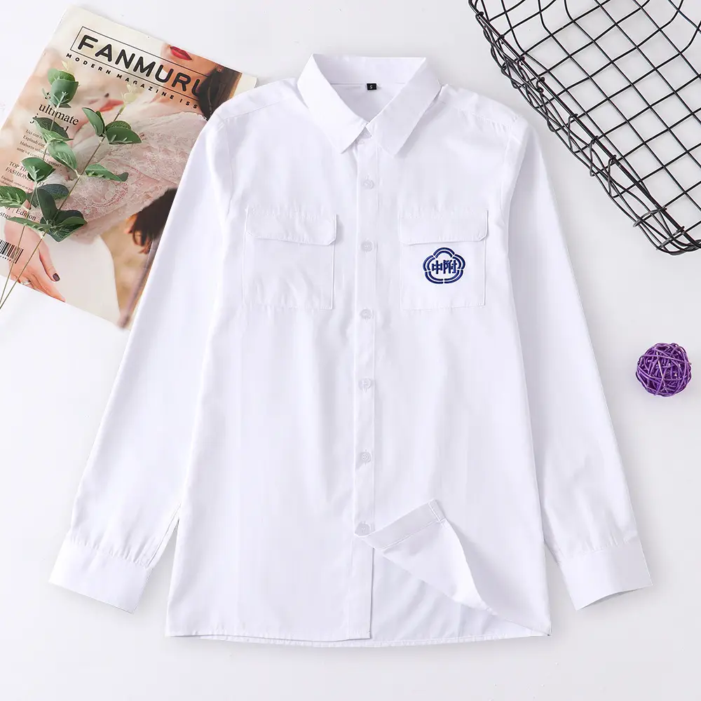 Taiwan Normal University School Uniform White Embroidered Shirt - Image 9