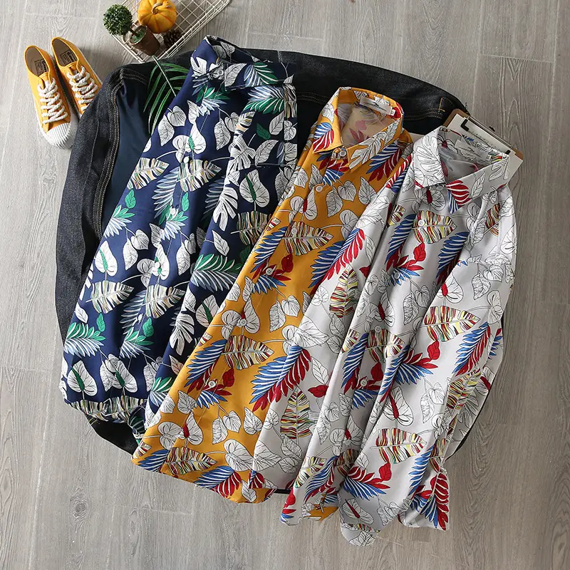 Men's Korean Style Floral Backpack with Long Sleeve Shirt - Image 5