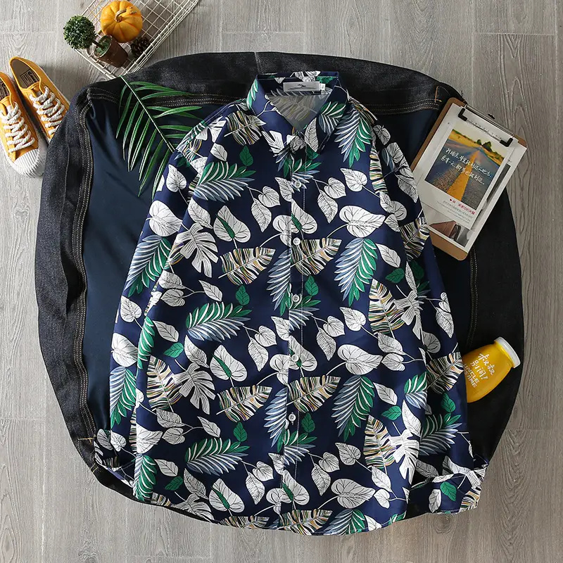 Men's Korean Style Floral Backpack with Long Sleeve Shirt - Image 3