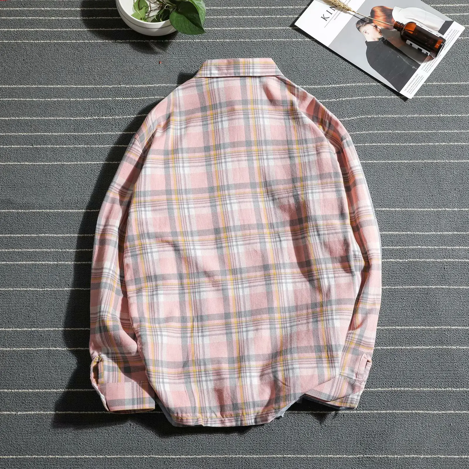 Men Plaid Long Sleeve Shirt Harajuku Style - Image 6