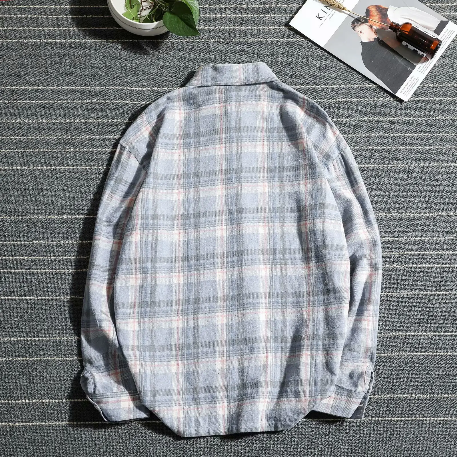 Men Plaid Long Sleeve Shirt Harajuku Style - Image 7