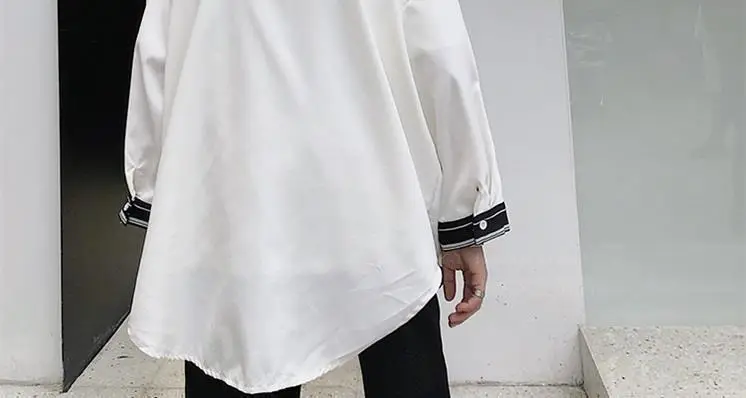 Men's Grey Korean Style Long Sleeve Shirt with Tie — feature 10