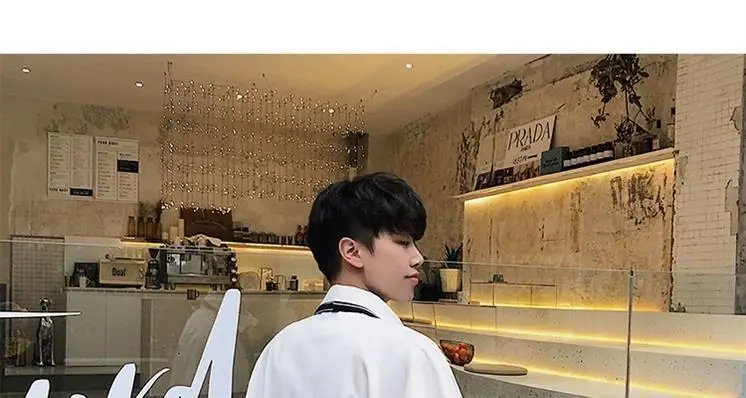 Men's Grey Korean Style Long Sleeve Shirt with Tie — feature 11