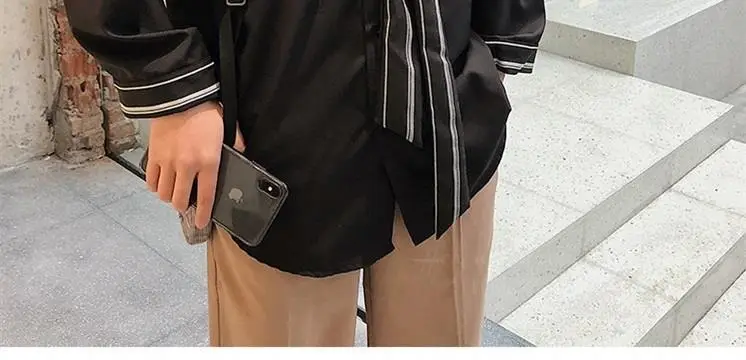 Men's Grey Korean Style Long Sleeve Shirt with Tie — feature 32
