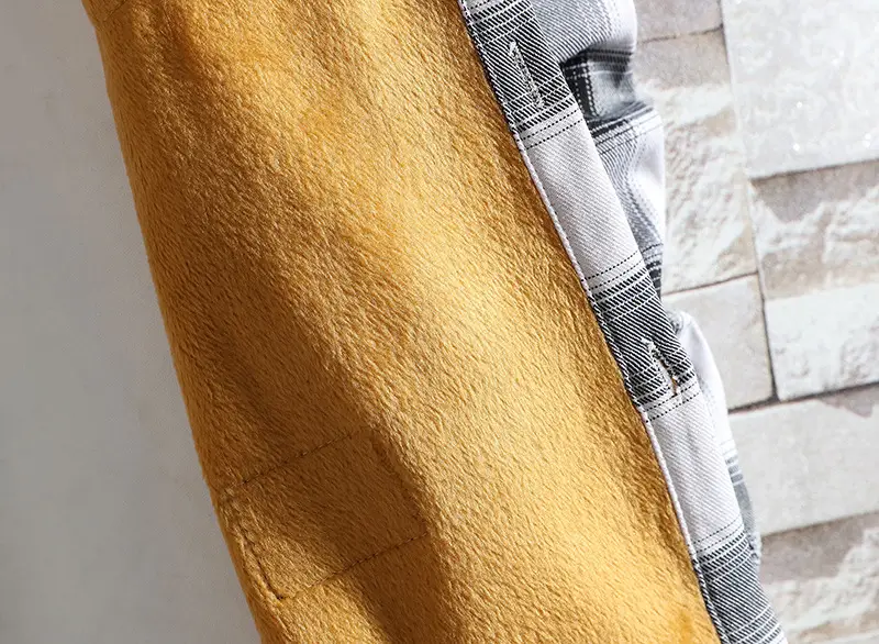 Men Fleece Plaid Shirt Black Yellow Long Sleeve - Image 5