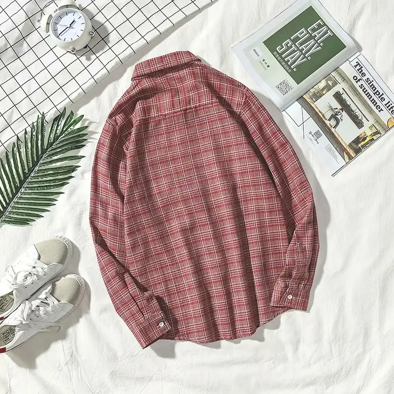 Men Plaid Shirt Yellow Brown Long Sleeve Casual Wear - Image 5