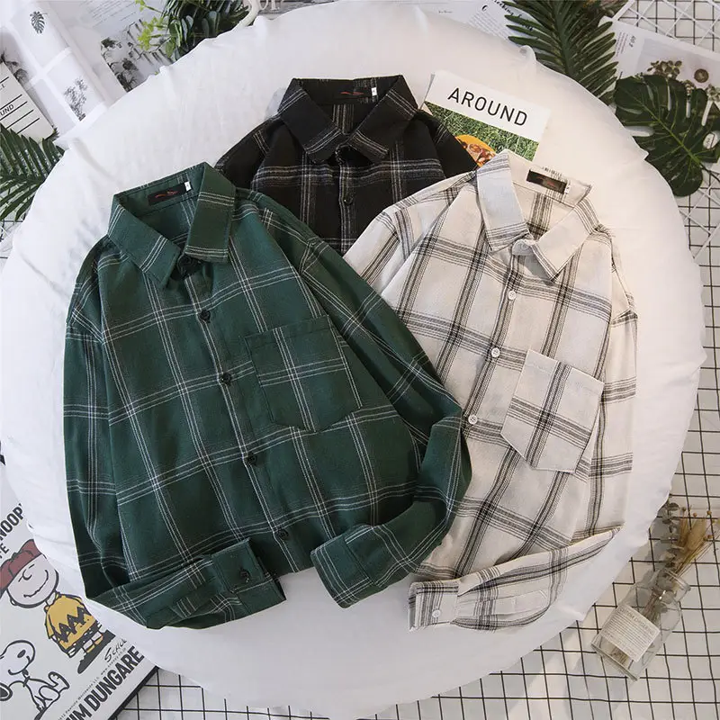 Autumn Plaid Long Sleeve Boys Coat Black Green White - Image 4
