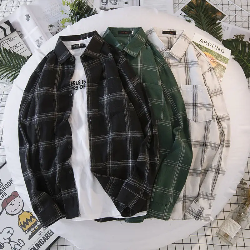 Autumn Plaid Long Sleeve Boys Coat Black Green White - Image 5