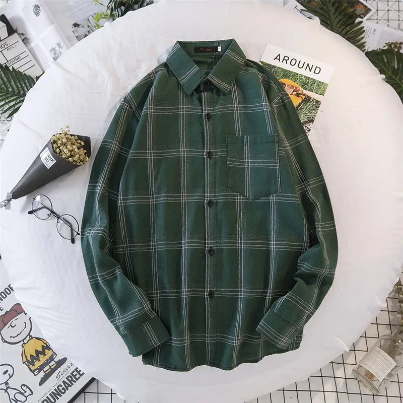 Autumn Plaid Long Sleeve Boys Coat Black Green White - Image 7
