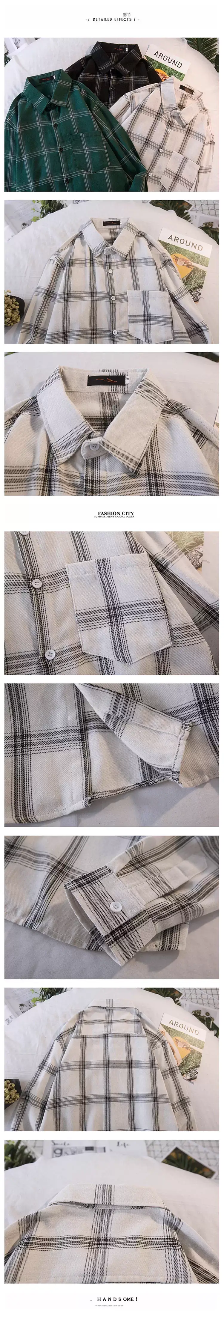 Autumn Plaid Long Sleeve Boys Coat Black Green White — feature 5