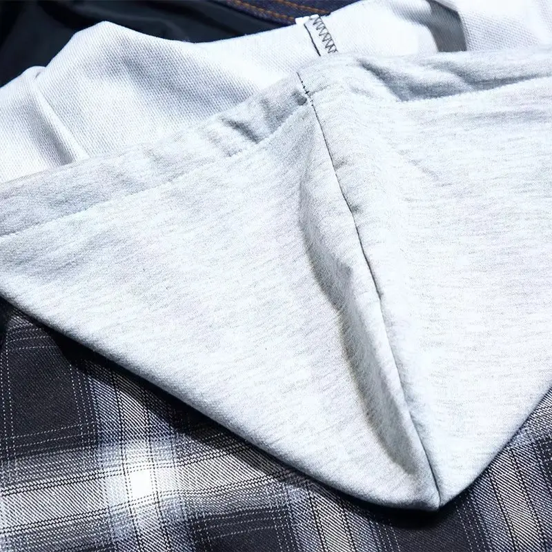 Men's Plaid Hooded Shirt Korean Style Spring Autumn - Image 6
