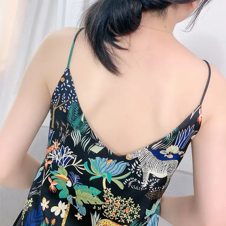 Tropical Print V-Neck Camisole Women Summer