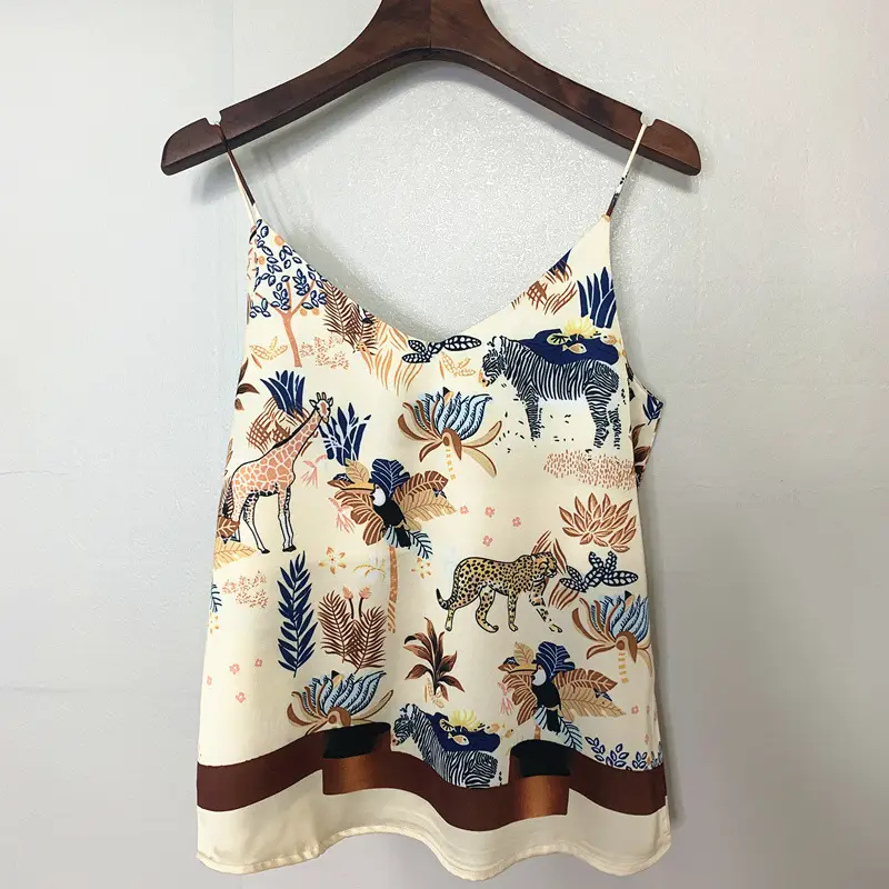 Tropical Print V-Neck Camisole Women Summer