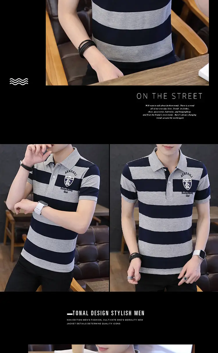 Men's Red White Striped Polo Shirt with Logo — feature 18