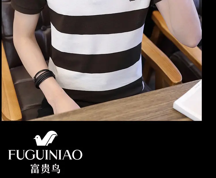 Men's Red White Striped Polo Shirt with Logo — feature 9