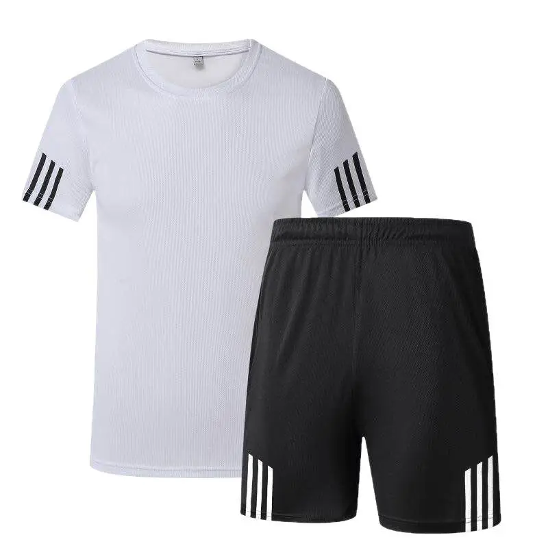 Men Crossbody Sports Suit Navy Blue Three Stripe Large - Image 11