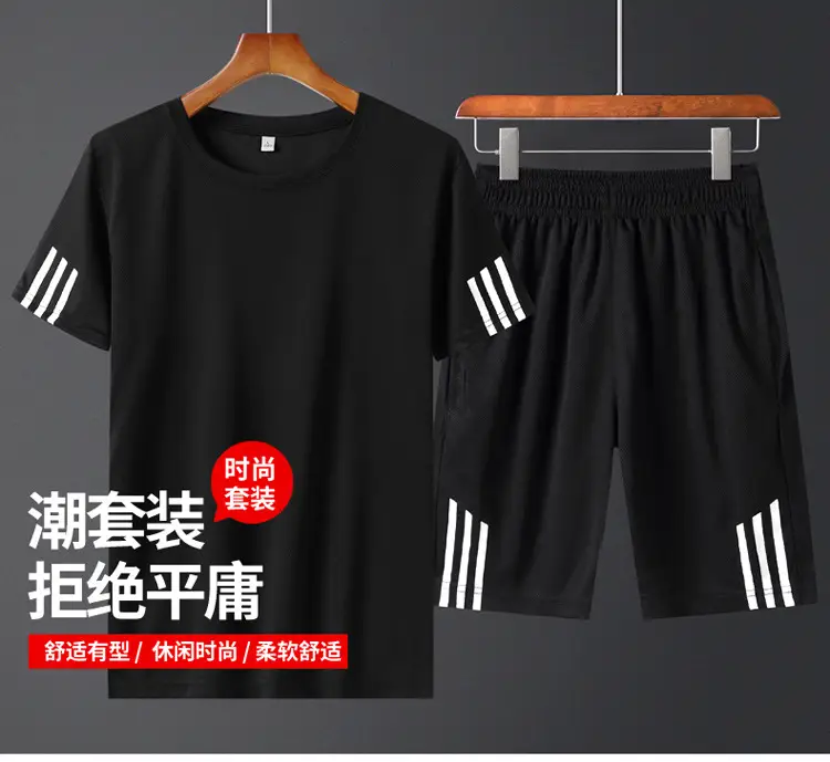 Men Crossbody Sports Suit Navy Blue Three Stripe Large — feature 1