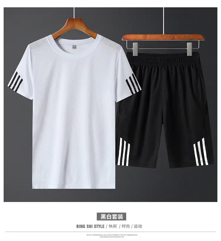 Men Crossbody Sports Suit Navy Blue Three Stripe Large — feature 20