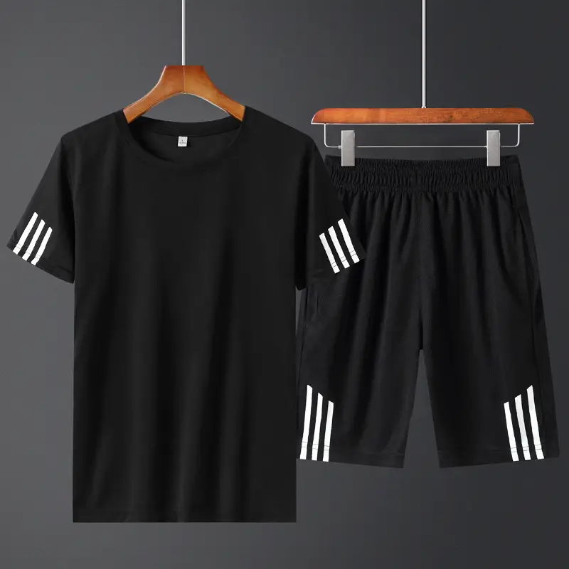 Men Crossbody Sports Suit Navy Blue Three Stripe Large - Image 2