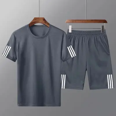 Men Crossbody Sports Suit Navy Blue Three Stripe Large - Image 6