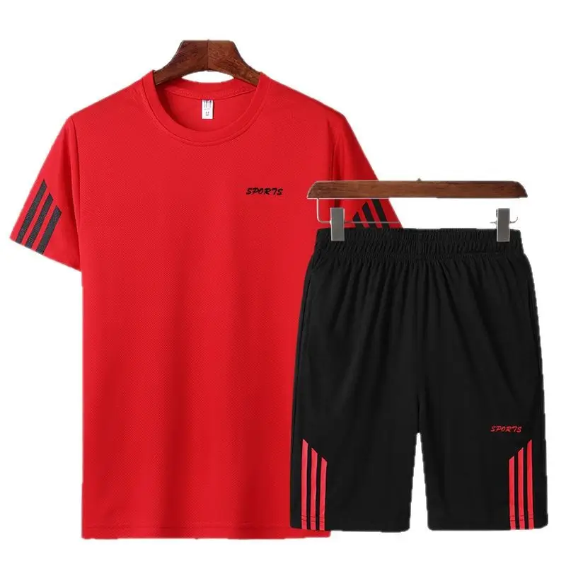 Men 3-Stripe Grey Sports Suit Summer Running Shorts