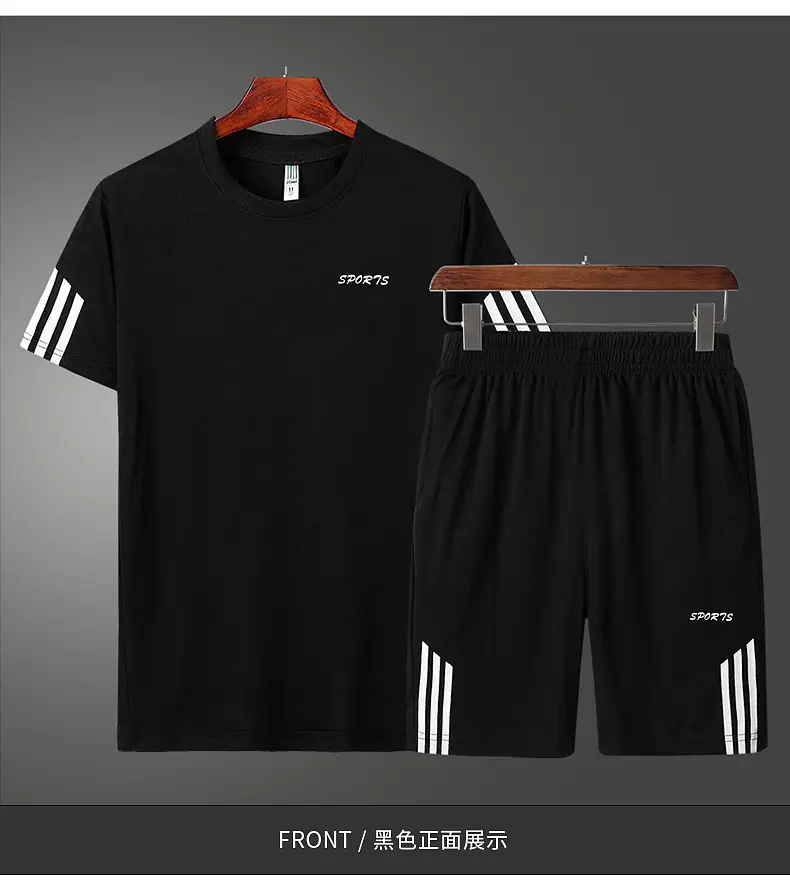 Men 3-Stripe Grey Sports Suit Summer Running Shorts — feature 15