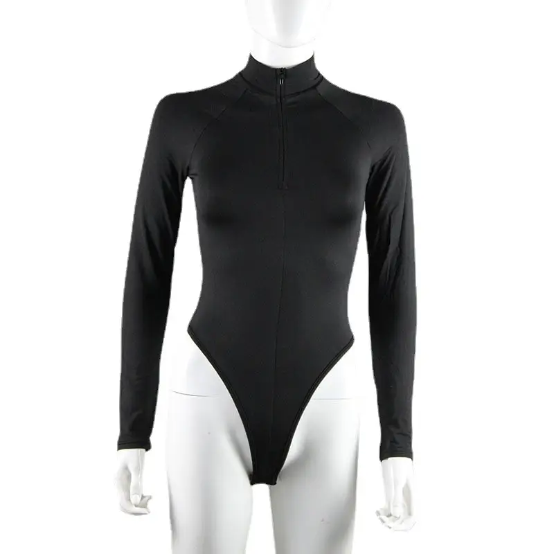 Long Sleeve Zipper Tight Fitting White Women's Top - Image 7