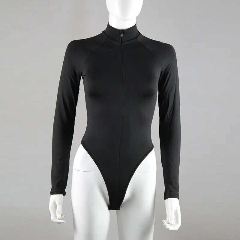 Long Sleeve Zipper Tight Fitting White Women's Top — feature 11