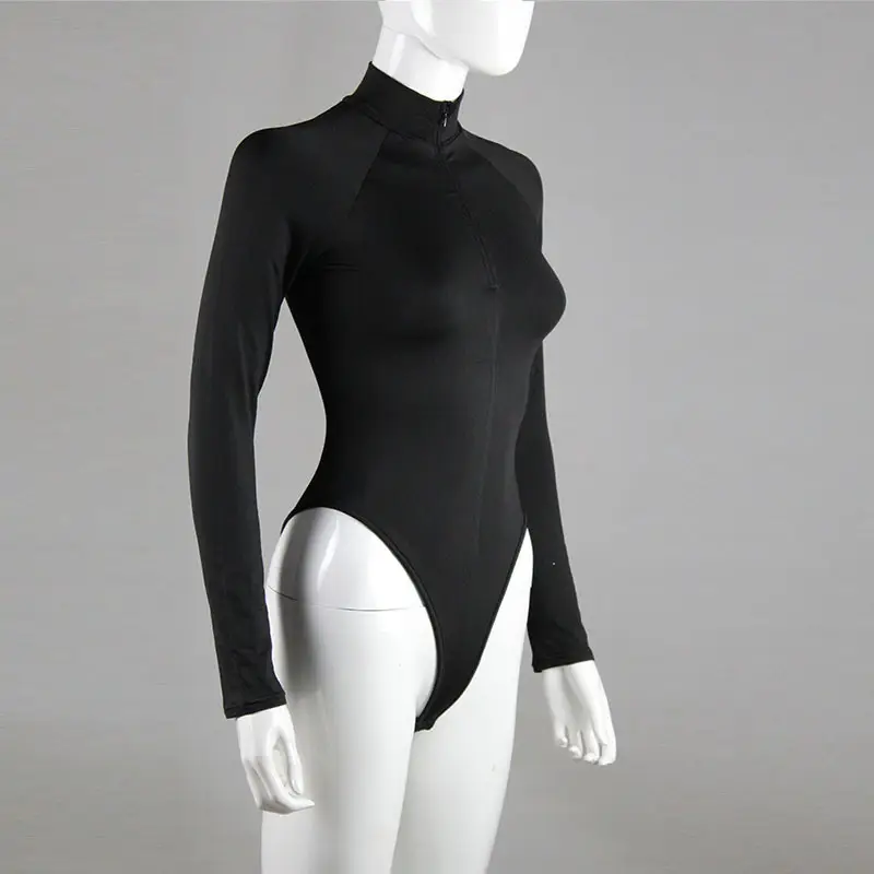 Long Sleeve Zipper Tight Fitting White Women's Top — feature 12