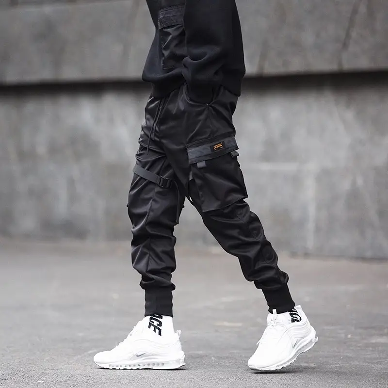 Men's Black Cargo Pants Slim Fit Youth Casual Leg Pants - Image 2