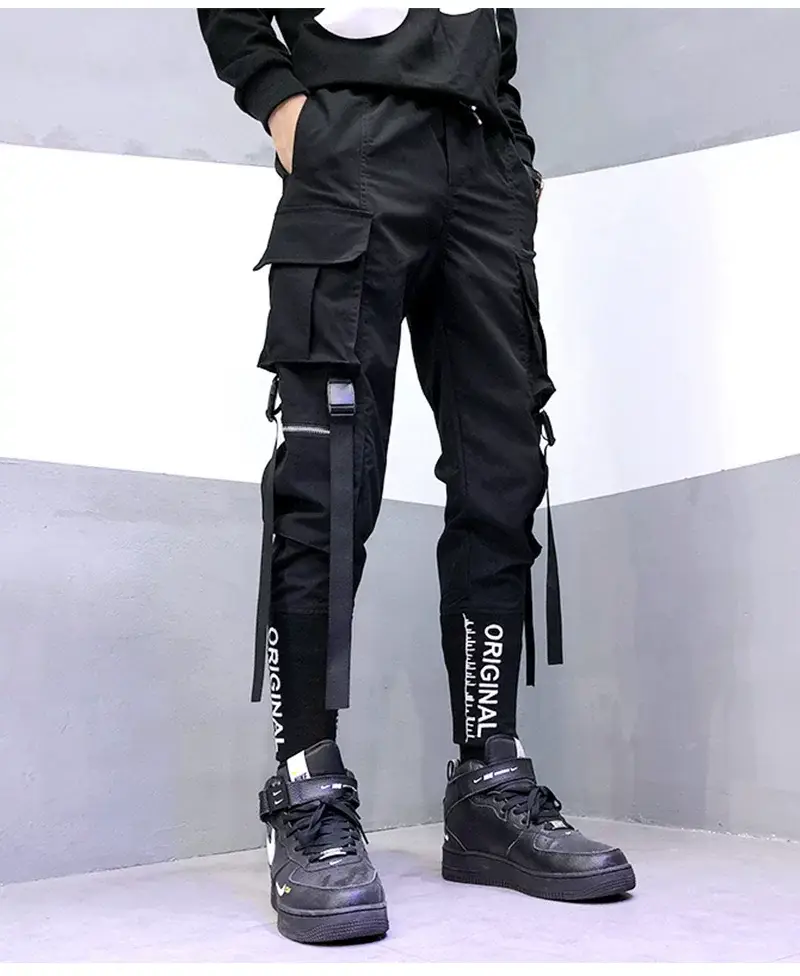 Men Embroidered Foot Pants Black Hip-Hop Style — feature 10