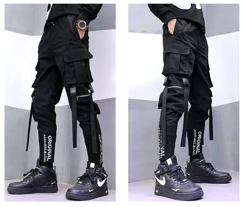 Men Embroidered Foot Pants Black Hip-Hop Style — feature 7