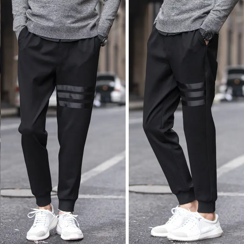 Men's Black Slim Fit Velvet Joggers Autumn Winter Casual Pants - Image 6