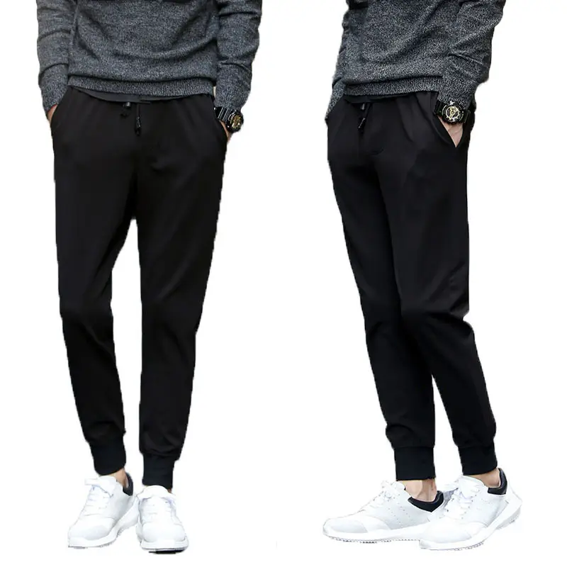 Men's Black Slim Fit Velvet Joggers Autumn Winter Casual Pants - Image 8