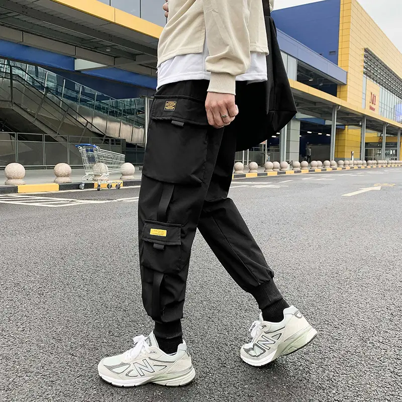 White Hip Hop Style Ankle-Tied Casual Pants for Men - Image 10