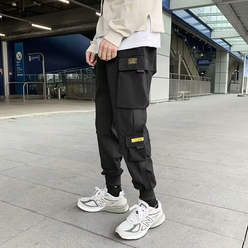 White Hip Hop Style Ankle-Tied Casual Pants for Men - Image 4