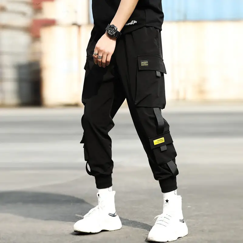 Men's Black Crock Pants with Yellow Accents