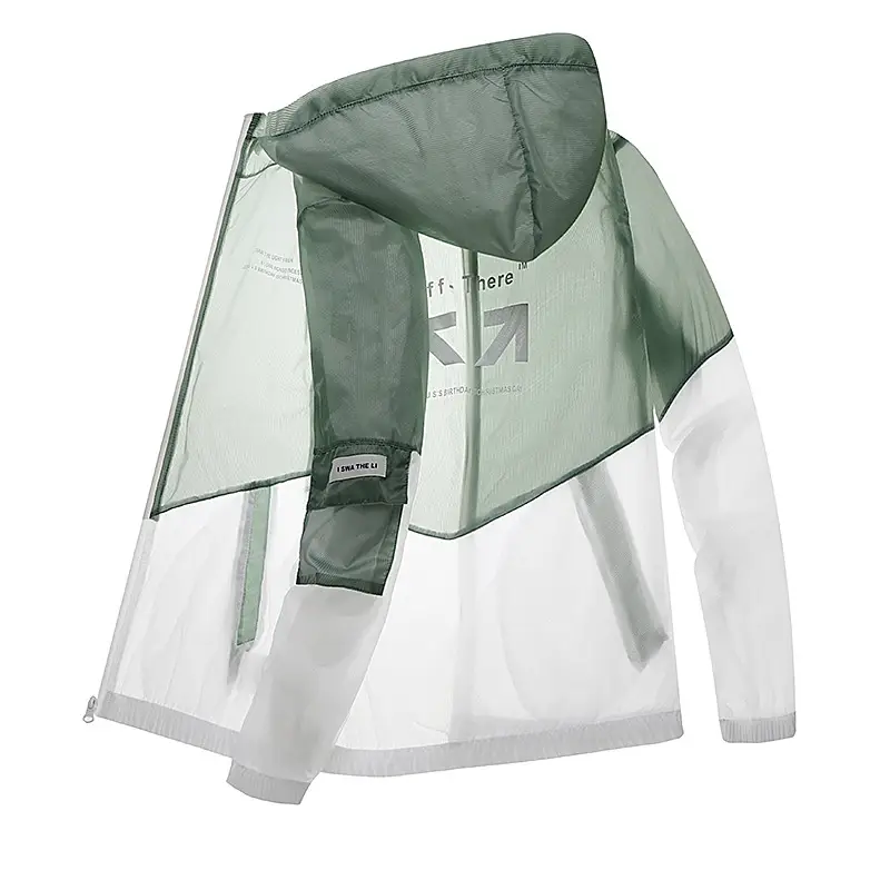 Men's Ultra-Thin Sun Protection Coat Green White - Image 8