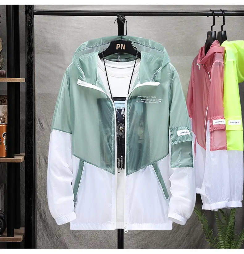 Men's Ultra-Thin Sun Protection Coat Green White — feature 18