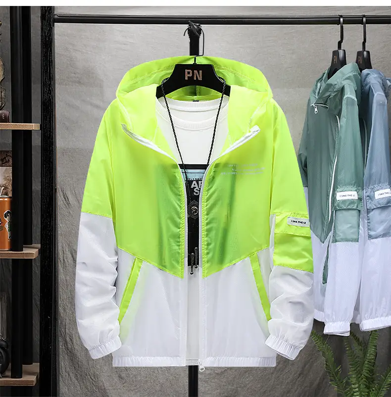 Men's Ultra-Thin Sun Protection Coat Green White — feature 20