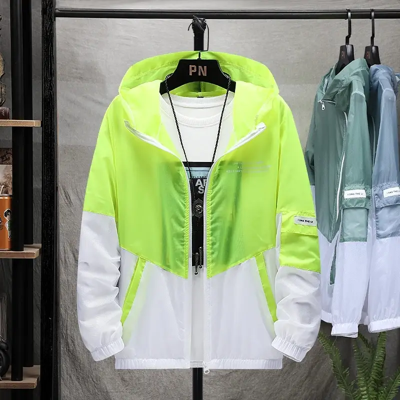 Men's Ultra-Thin Sun Protection Coat Green White - Image 4