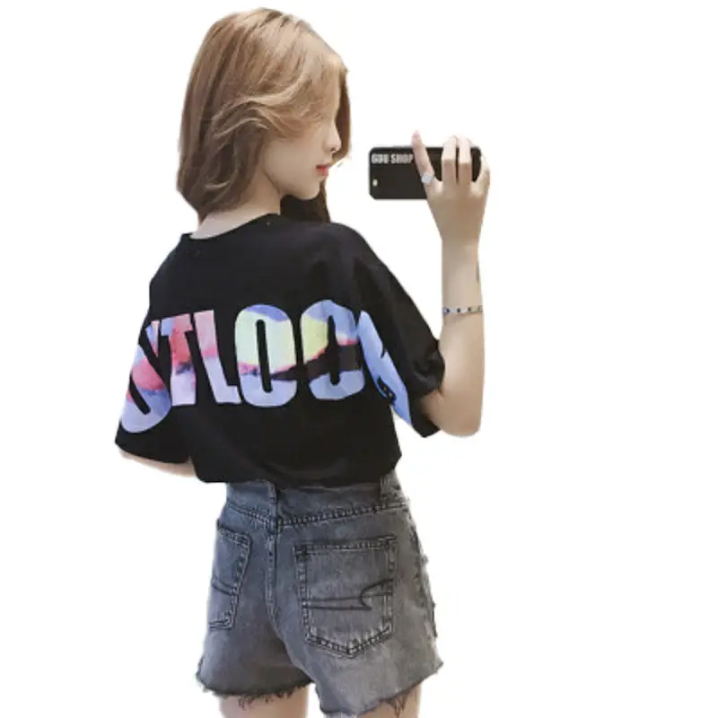 Women Black Letter Short Sleeve T-Shirt 2025 Summer - Image 7
