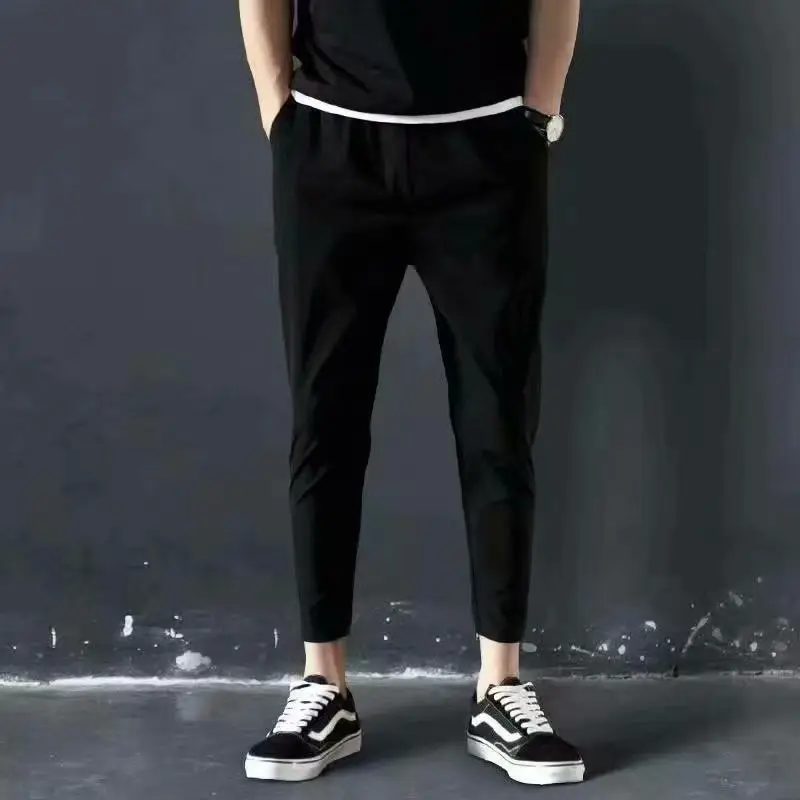 Men Skinny Black Ankle Pants Casual Sports Wear - Image 3