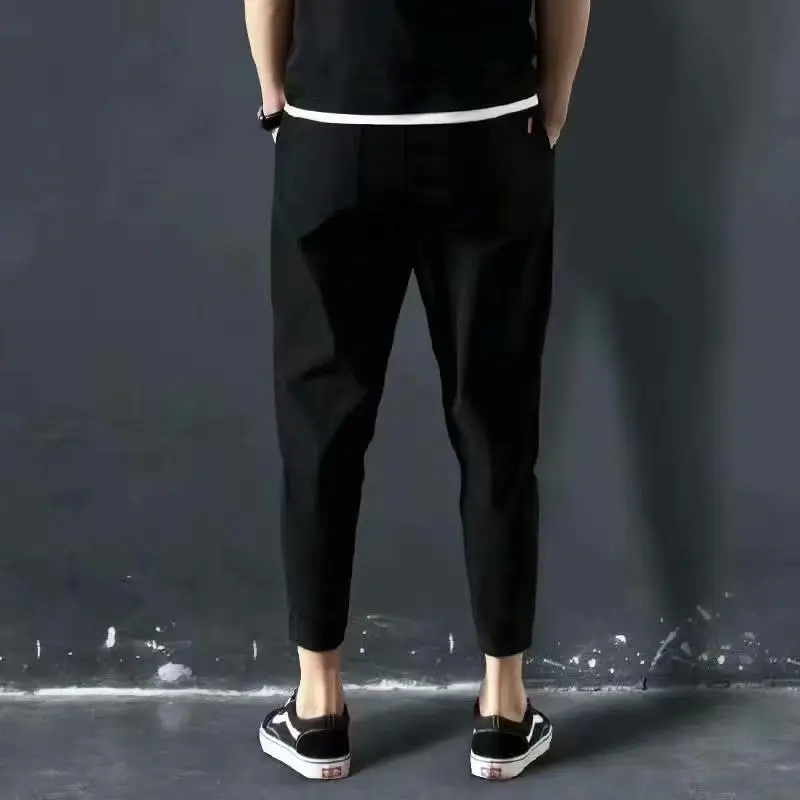 Men Skinny Black Ankle Pants Casual Sports Wear - Image 4