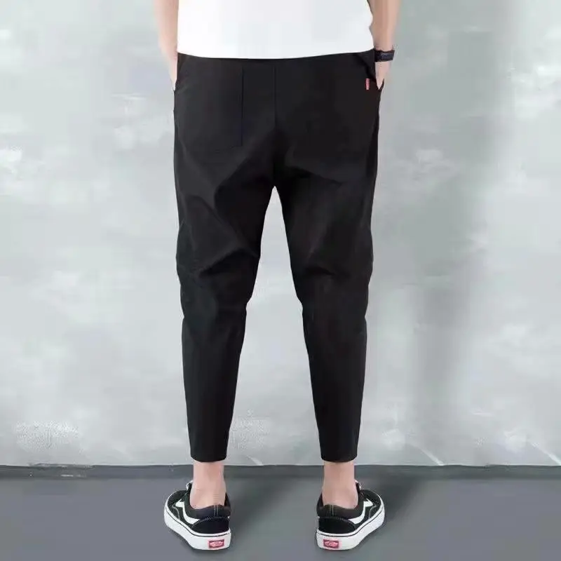 Men Skinny Black Ankle Pants Casual Sports Wear - Image 5