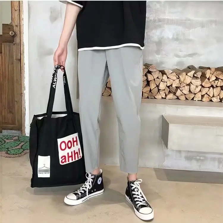 Men Skinny Black Ankle Pants Casual Sports Wear - Image 6