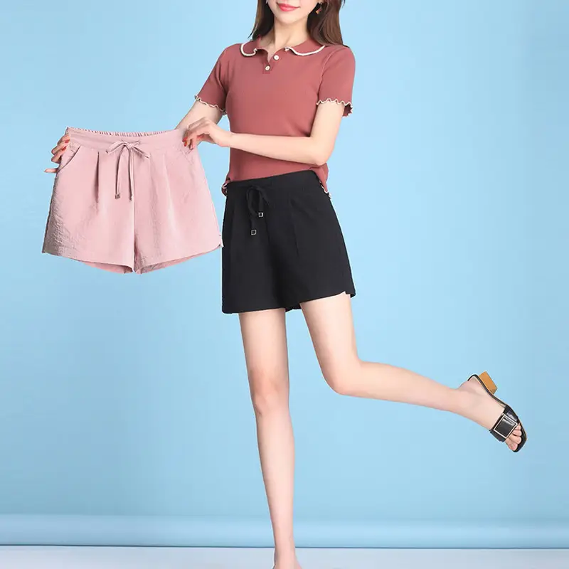 Women Black Strap Shorts 2022 Summer Lightweight - Image 6