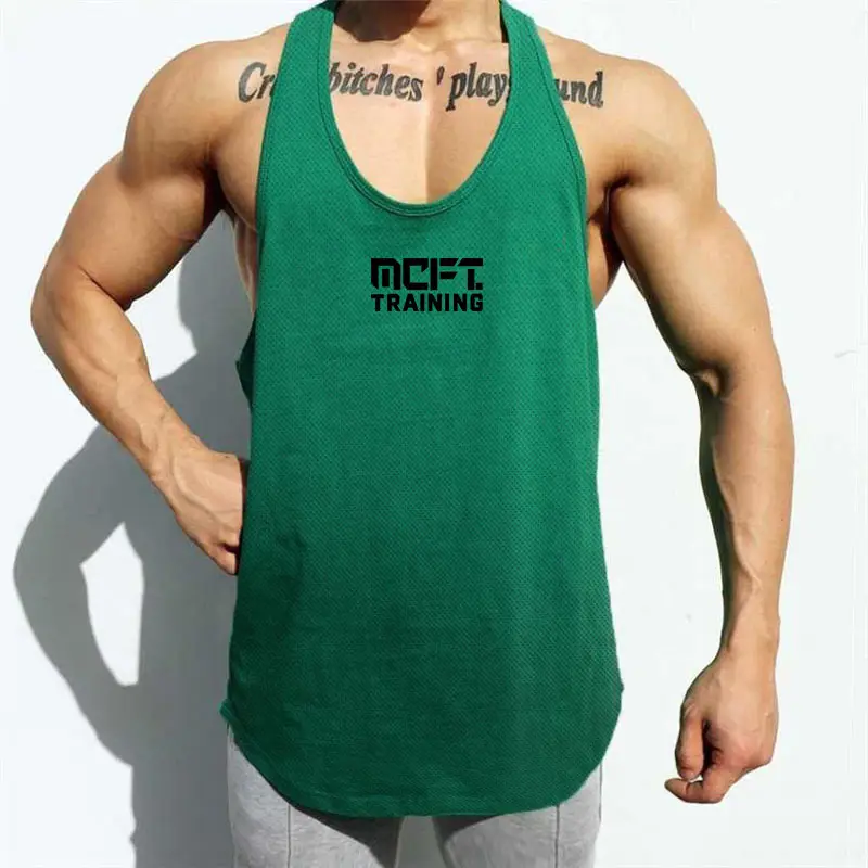 Men MCFT Training Green Tank Top I-Shaped Back Mesh - Image 5