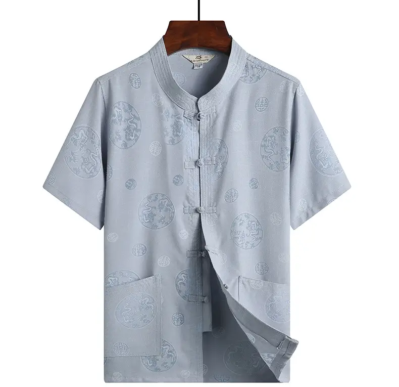Men Linen Tang Suit Cream Retro Elderly Casual — feature 12