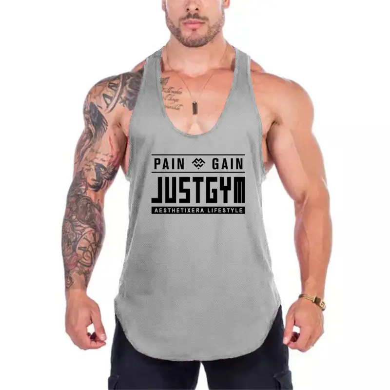 Men's Black Jersey Sports Vest Large I-Back Sleeveless T-Shirt